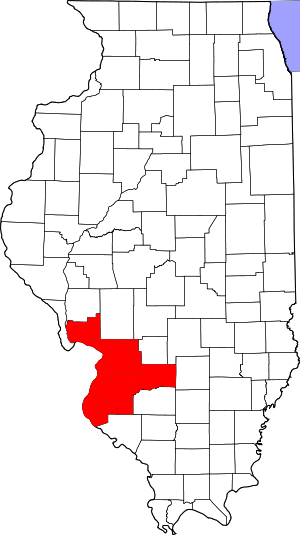 Map of Illinois highlighting Metro-East.